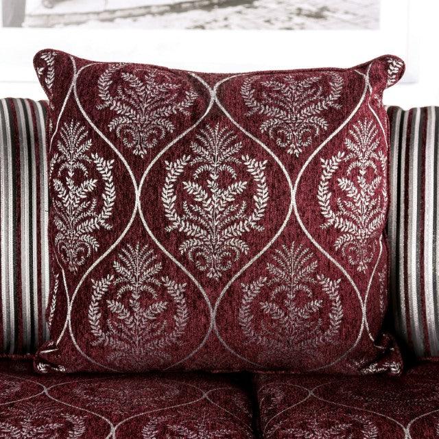 Sassari SM6447-SF Burgundy Traditional Sofa By Furniture Of America - sofafair.com