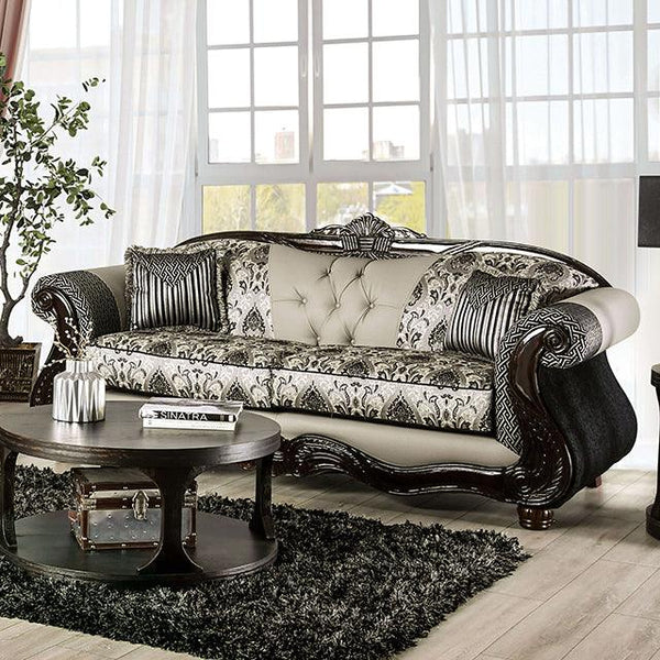 Crespignano SM6449-SF Black/Gray Traditional Sofa By Furniture Of America - sofafair.com