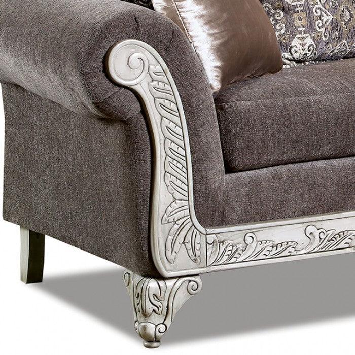 Velletri SM7300-SF Warm Gray/Weathered White Traditional Sofa By furniture of america - sofafair.com