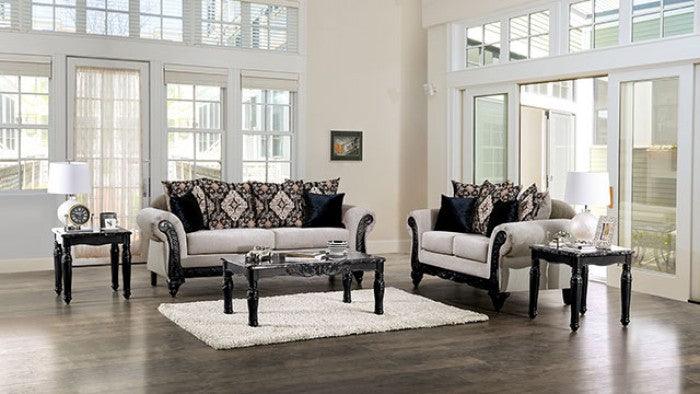 Molfetta SM7304-SF Light Brown/Black Traditional Sofa By furniture of america - sofafair.com