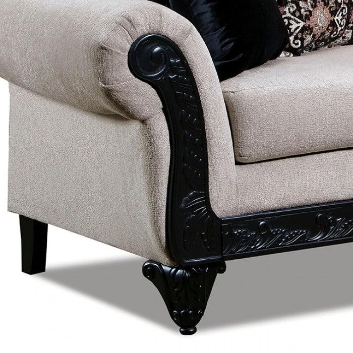 Molfetta SM7304-SF Light Brown/Black Traditional Sofa By furniture of america - sofafair.com