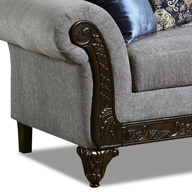 Gustavo SM7306-SF Gray/Walnut Traditional Sofa By Furniture Of America - sofafair.com