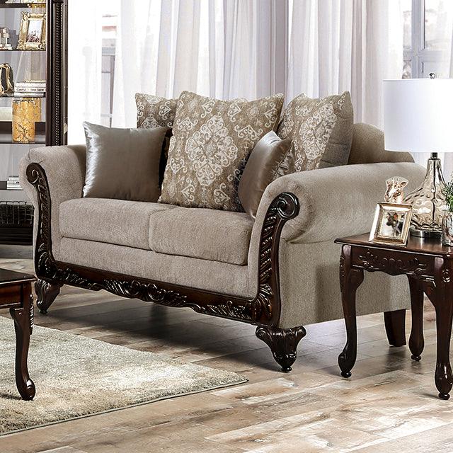 Loveseat BY Furniture Of America Panozzo SM7308-LV Beige/Walnut Traditional - sofafair.com