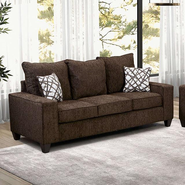 West Acton SM7330-SF Chocolate Contemporary Sofa By Furniture Of America - sofafair.com