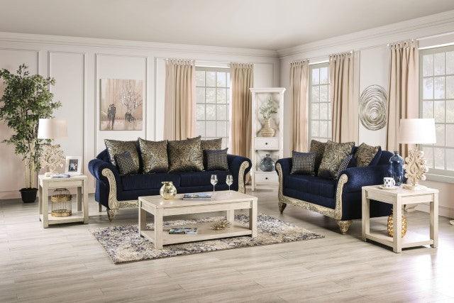 Marinella SM7744-LV Royal Blue Traditional Loveseat By Furniture Of America - sofafair.com