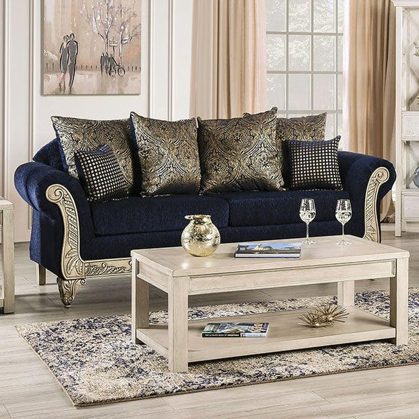 Marinella SM7744-SF Royal Blue Traditional Sofa By Furniture Of America - sofafair.com
