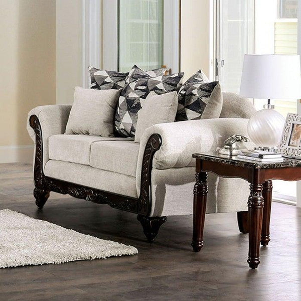 Cassani SM7756-LV Light Gray/Walnut Traditional Loveseat By furniture of america - sofafair.com