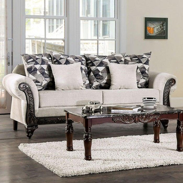 Cassani SM7756-SF Light Gray/Walnut Traditional Sofa By furniture of america - sofafair.com