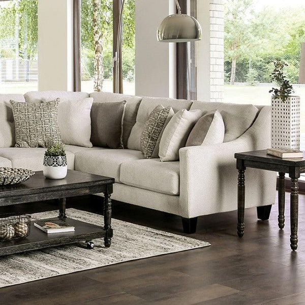 Waldport SM7772 Ivory Contemporary Sectional By furniture of america - sofafair.com