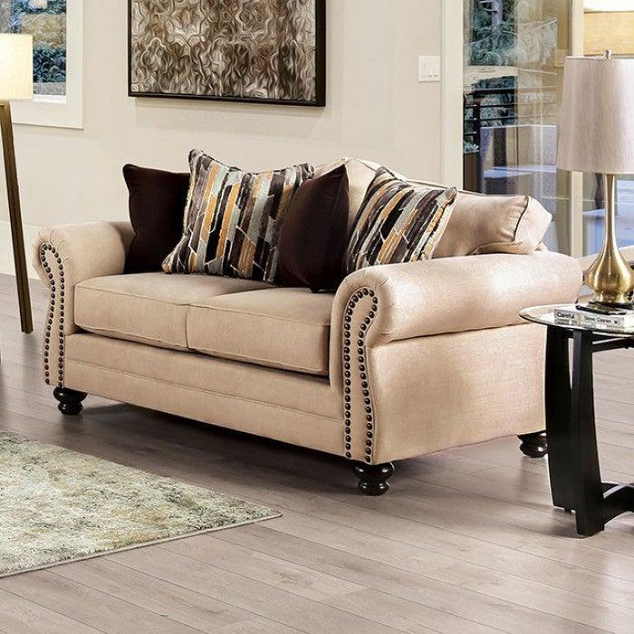 Kailyn SM8008-LV Sand/Brown Transitional Love Seat By furniture of america - sofafair.com