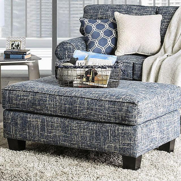 Pierpont SM8010-OT Blue Transitional Ottoman By Furniture Of America - sofafair.com