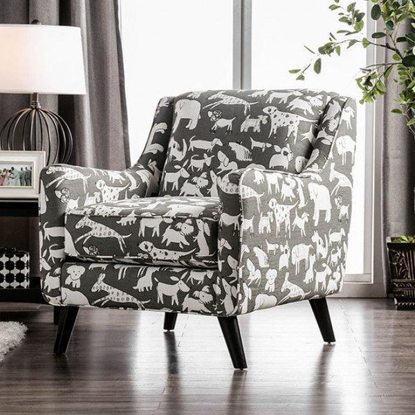 Patricia SM8171-CH-DG Pattern Contemporary Animal Pattern Chair By furniture of america - sofafair.com