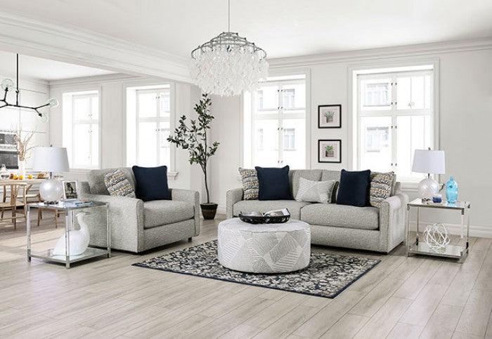 Chancery SM8194-OT Gray/Navy Transitional Ottoman By furniture of america - sofafair.com
