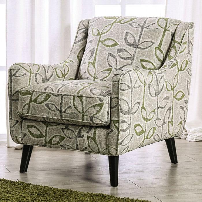 Gardner SM8195-CH-FL Gray/Green Transitional Chair By furniture of america - sofafair.com