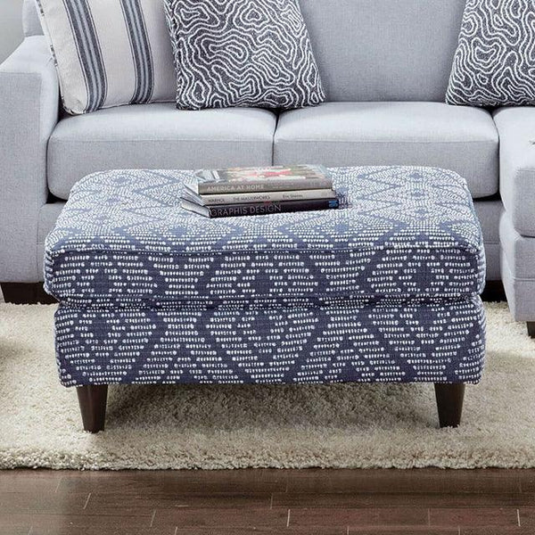 Chiswick SM8206-OT Blue Contemporary Ottoman By Furniture Of America - sofafair.com