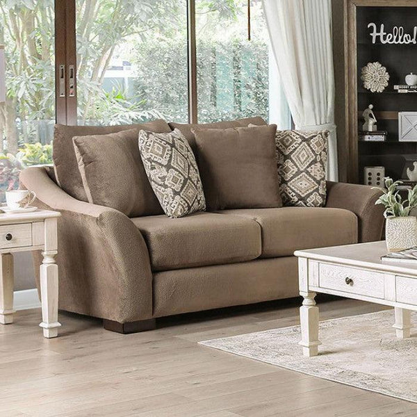 Oacoma SM9114-LV Brown Transitional Love Seat By furniture of america - sofafair.com