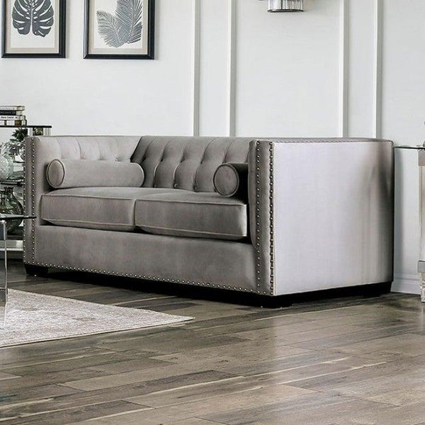Elliot SM9115-LV Light Gray Transitional Love Seat By furniture of america - sofafair.com