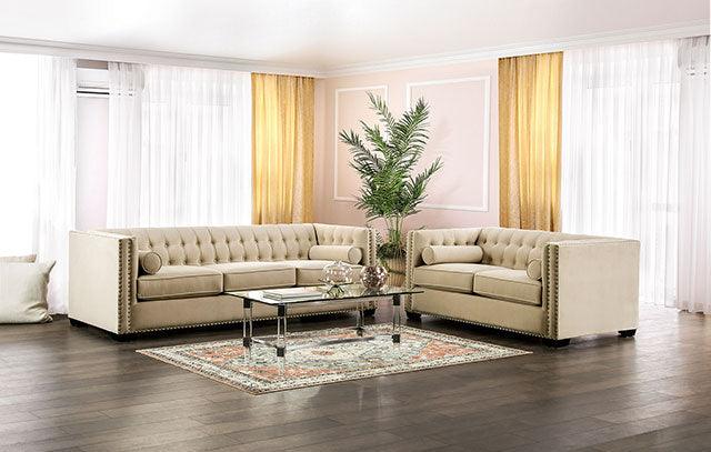 Elliot SM9116-LV Beige Transitional Loveseat By Furniture Of America - sofafair.com