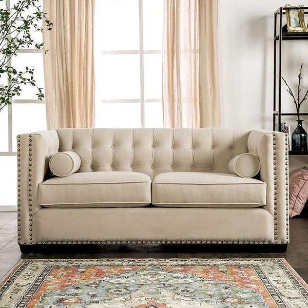 Elliot SM9116-LV Beige Transitional Loveseat By Furniture Of America - sofafair.com