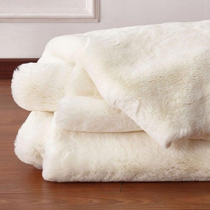 Caparica TW4144 OffWhite Contemporary Throw Blanket By furniture of america - sofafair.com